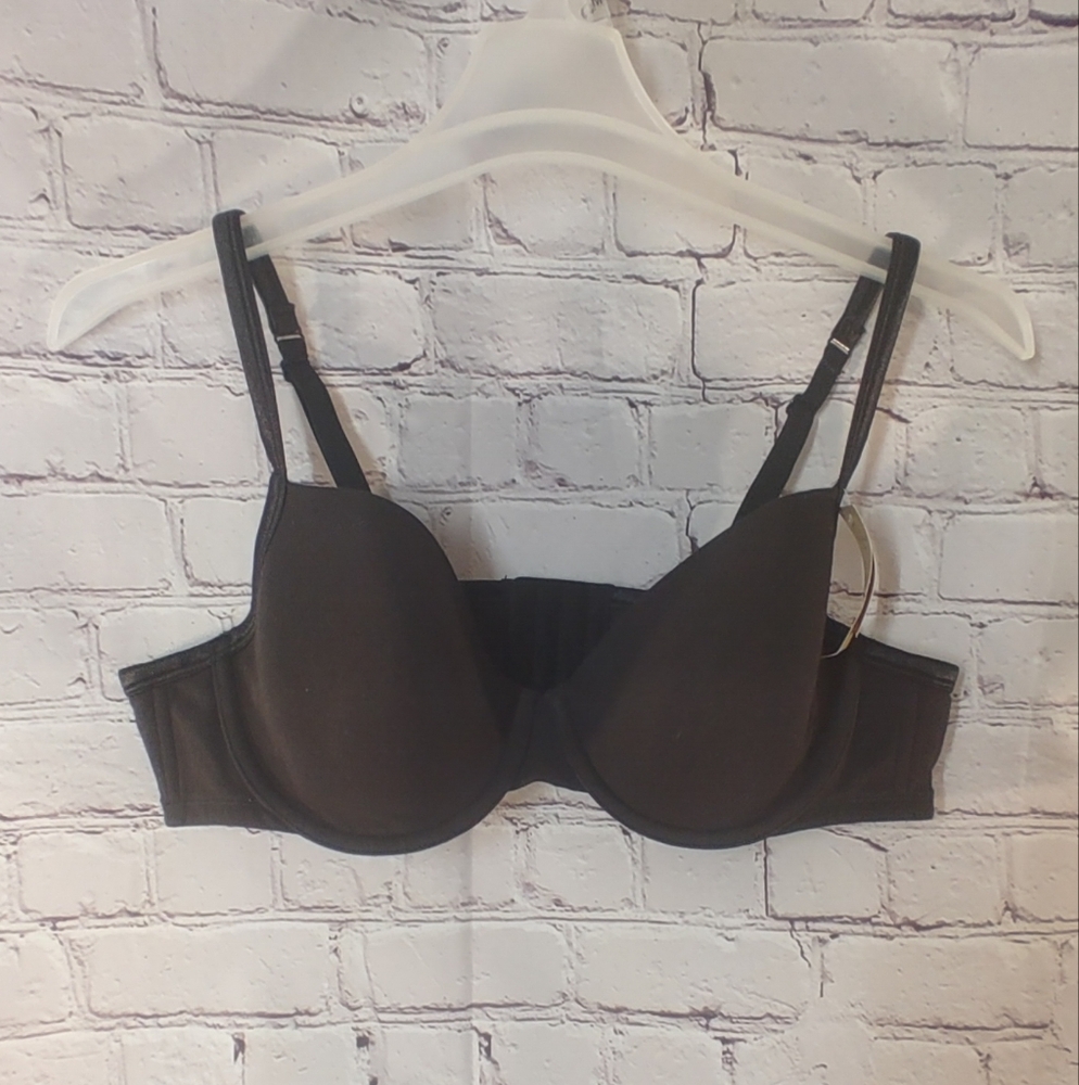 Cacique 44B Cotton T Shirt Bra Molded Cups Convertible Straps Black
